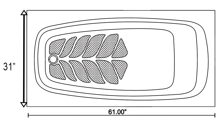 61x31 cultured marble tub drawing